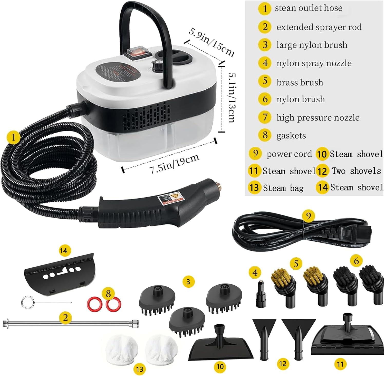 Steam Cleaner Steamer for Cleaning 2500W Handheld Steam Cleaner 6-Gears Adjustable, 15s Heat-Up, 1.2L Tank, Car Steamer for Furniture,Kitchen,Grout,Floor,Tile, Couch And Car - Image 2