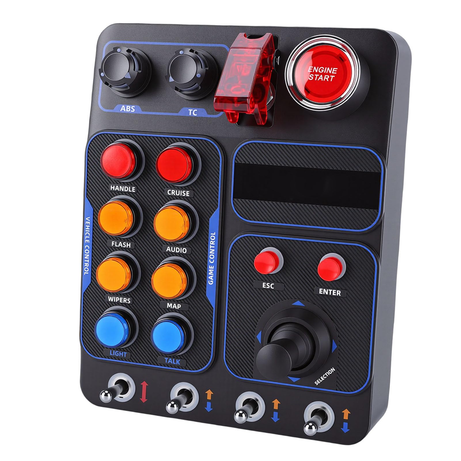 ciciglow Wielofunkcyjny Symulator Wyścigowy RGB z Spersonalizowanymi 30 Programowalnymi Opcjami do Obsługi Gier Komputerowych dla Assetto Corsa dla Entuzjastów Wyścigów, Czarny 7,24x5,67x3,09 Cala
