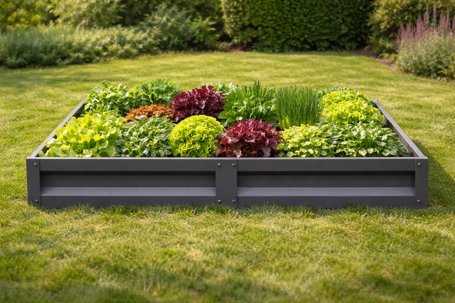 Botanic Hochbeet Metall 200x100x20 cm, verzinkter Stahl, wetterfest & rostfrei, Metallhochbeet Anthrazit mit Bodenankern, stabiles Gartenbeet für Gemüse, Kräuter und Blumen