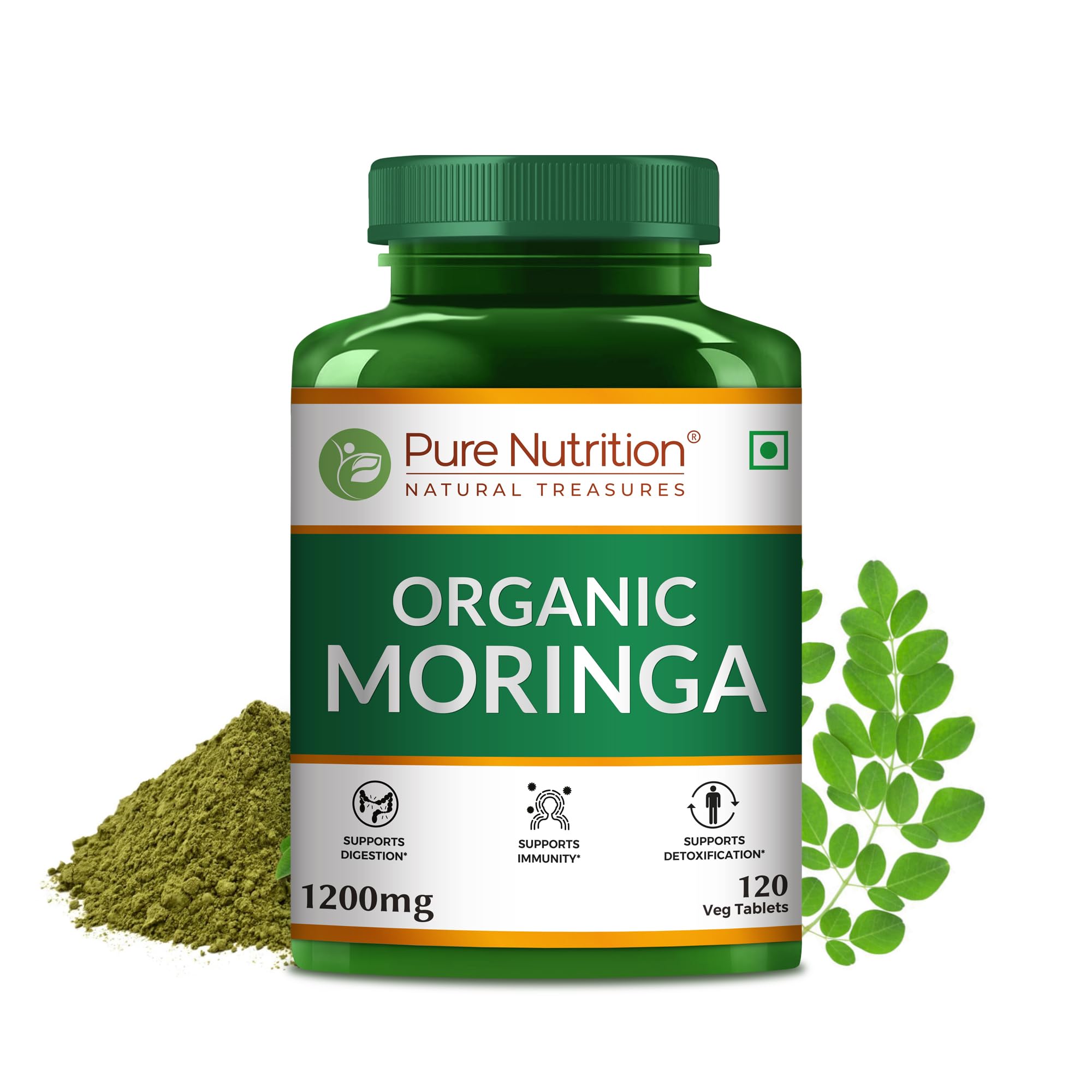 Pure Nutrition Organic Moringa 1200mg - 120 Veg Tablets | 100% Natural Immunity Booster | USFDA Certified | Supports Healthy Digestion & Appetite | Energy Booster | Antioxidant-Rich | Vegan Supplement (B0D58N5F3B) Amazon Price History, Amazon Price Tracker