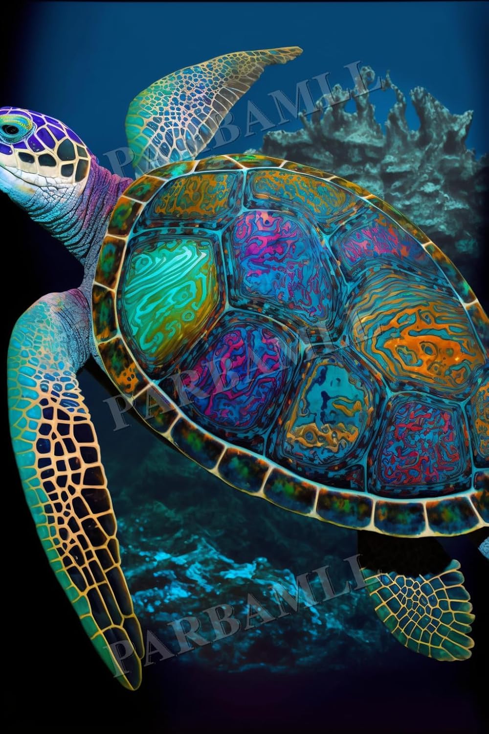 Colorful Sea Turtle Diamond Painting Kits, 5D Crystal Gems Paste Embroidery Craft Diamond Painting, 20X24Inch Suitable for Beginner Adults DIY Home Decor or Wall Decor and Gifts Giving