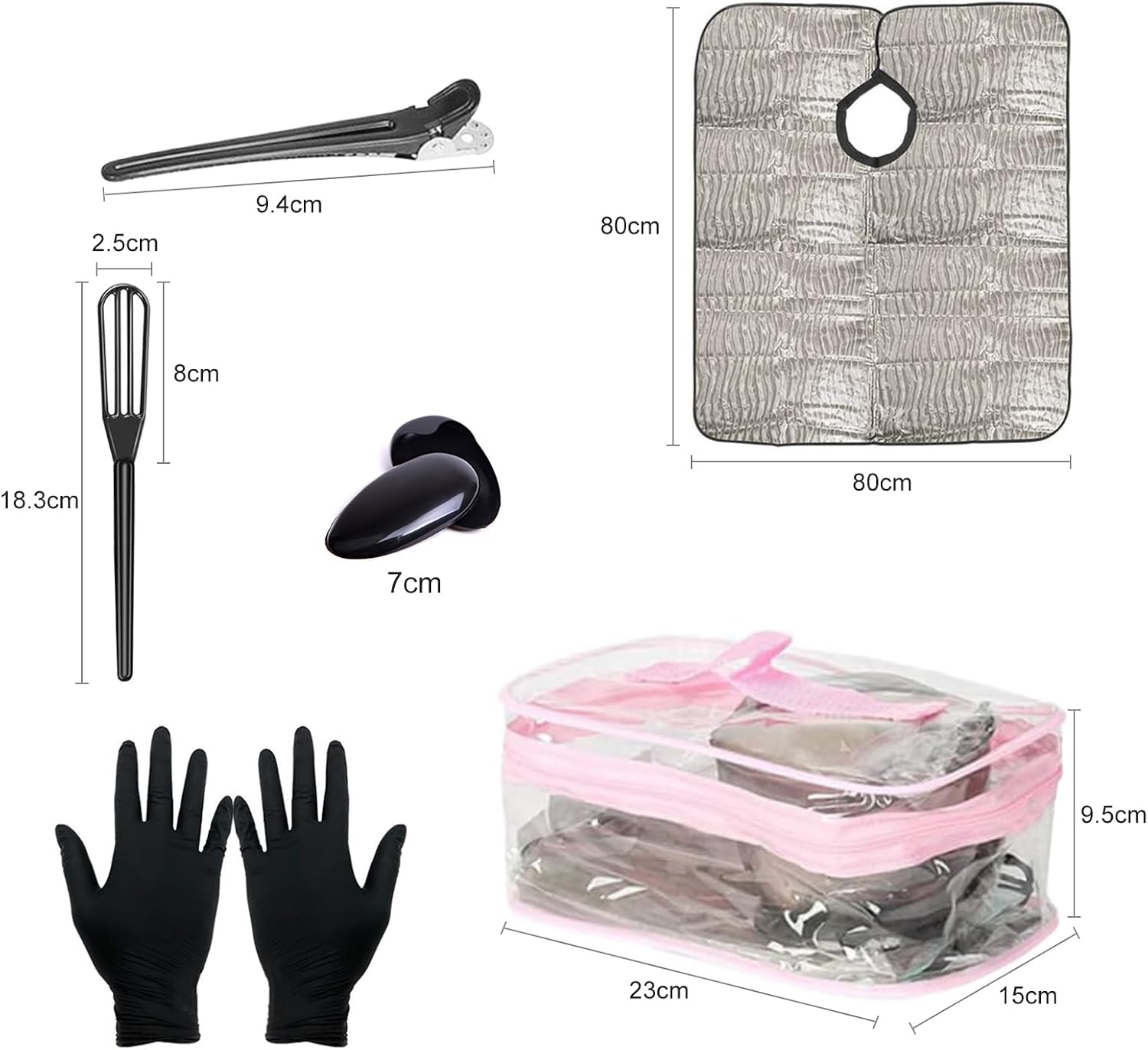 Professional Hair Dye Kit - Hair Coloring Bowl, Mixing Brush, Applicator Brush, Hair Clips, Ear Covers & Cape for Home Salon Use, All Hair Types (1 Set)