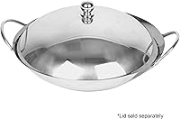 Vista 3 de Thunder Group Wok de acero inoxidable, 8 pulgadas