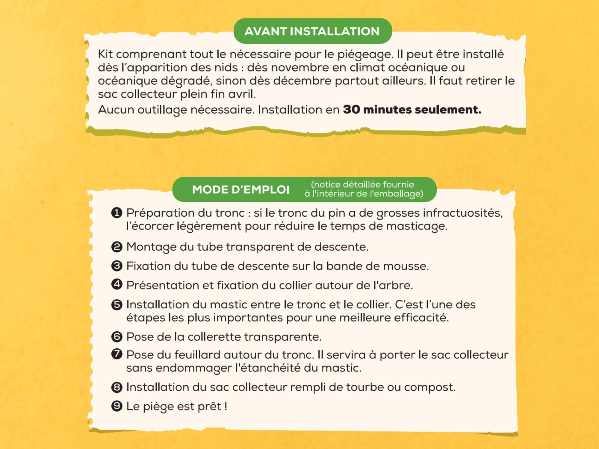 SOLABIOL Piège Chenilles Processionnaires Du Pin - Kit Complet | Collier Réglable & Réutilisable - Installation Rapide - ⌀ 55cm - 175cm de circonférence SOCOPRO
