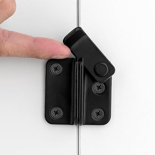 2 paquetes de pestillos abatibles, 1.81 x 1.77 pulgadas, acero inoxidable negro, grueso, resistente, cerrojo para puerta de granero, cerradura de