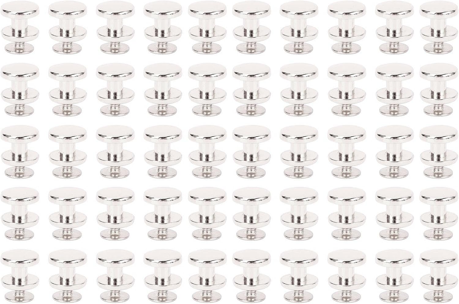 Acouto Screw Back Stud 50 Set 10mm Screw Back Rivet Zinc Alloy Decorative Metal Stud Set Bags Shoes Belts Jackets Leathercraft Rivets (Silver)