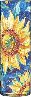 Van Gogh Style Sunflowers Vase Clear Tall Flower Vase for Wedding Decorations, Centerpieces and Home Decor, 4" x 12" Cylinder Candle Holder Vase
