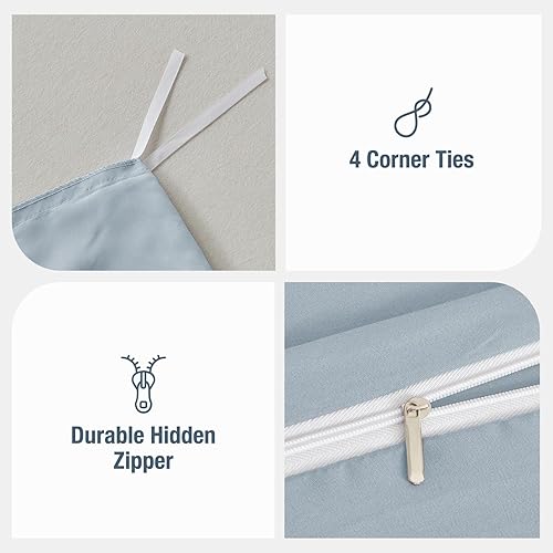 Miniatura 4 de Lekesky Juego de funda de edredón gris bohemio tamaño individual, juego de funda de edredón de microfibra suave y ligera de 2 piezas (1 funda de