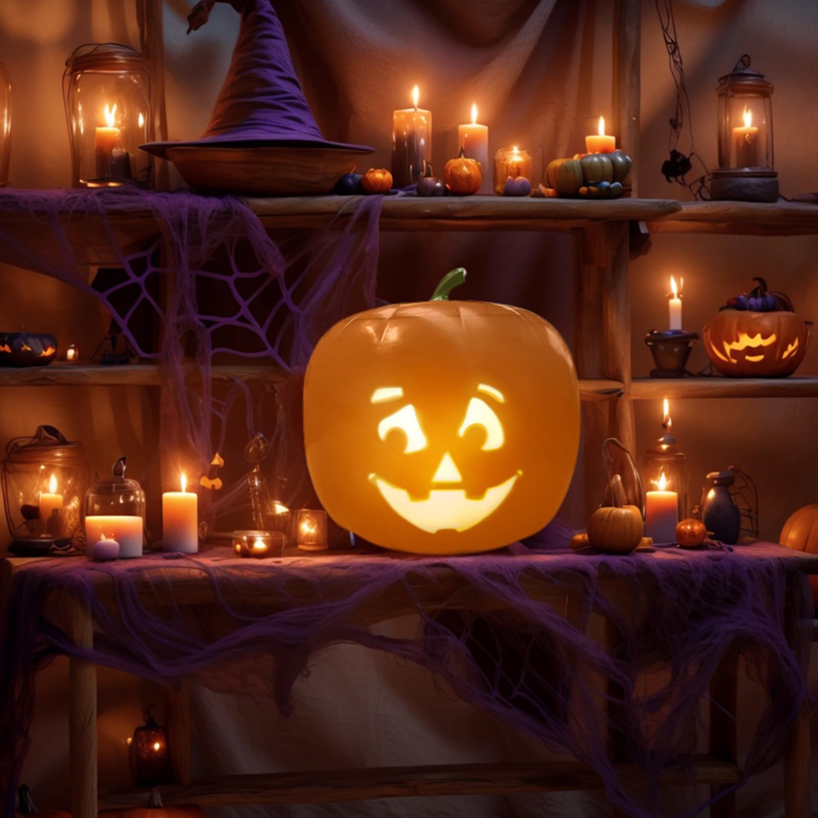 Demiawaking Sprechende und Singende Kürbis, Animierter Kürbis mit eingebaut Projektor-Lautsprecher, LED Nachttischlampe, Halloween Deko, Halloween Kürbis mit Sound (A)
