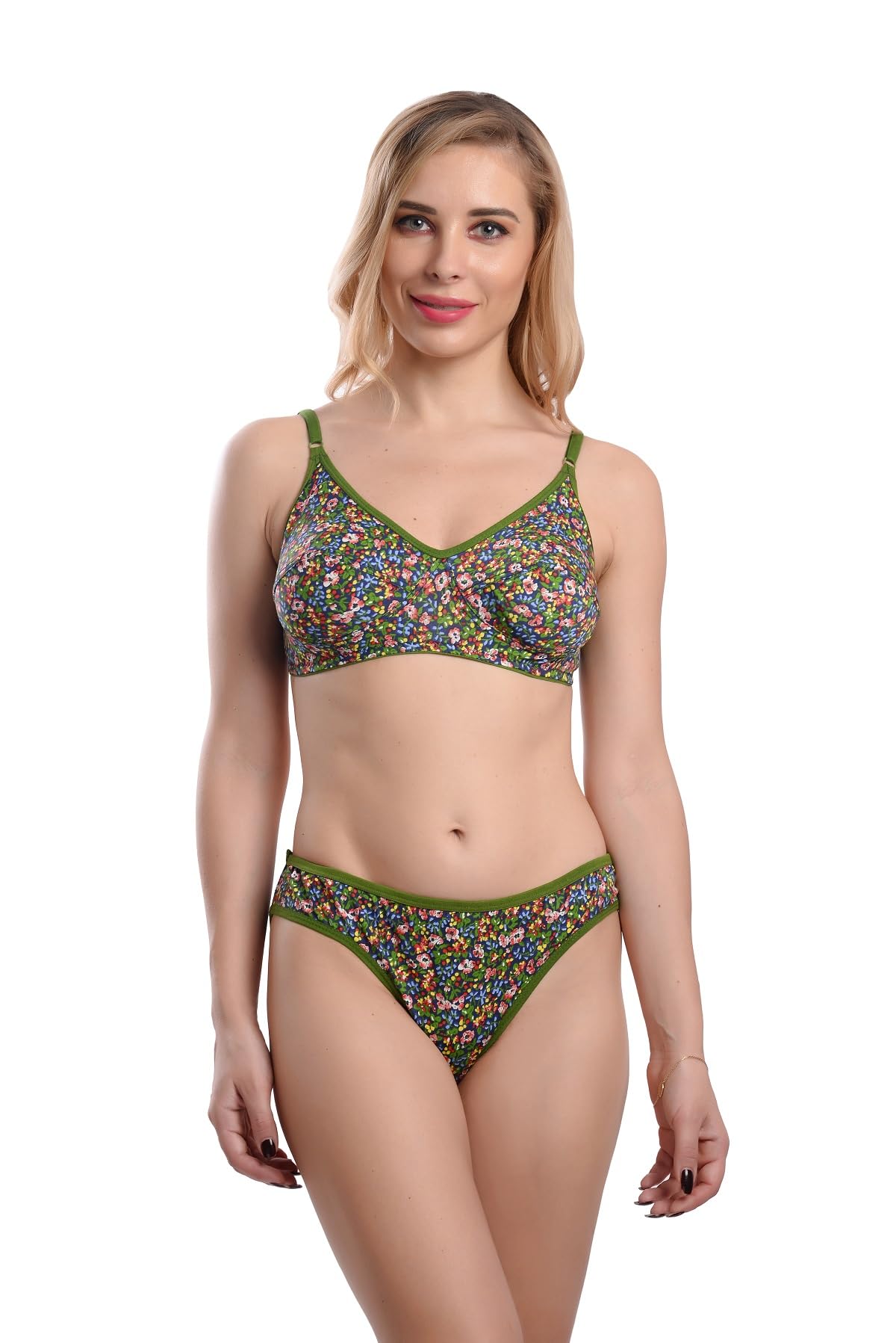 Soft Women Green Bra & Penty Bridal Innerwear Set-image-41