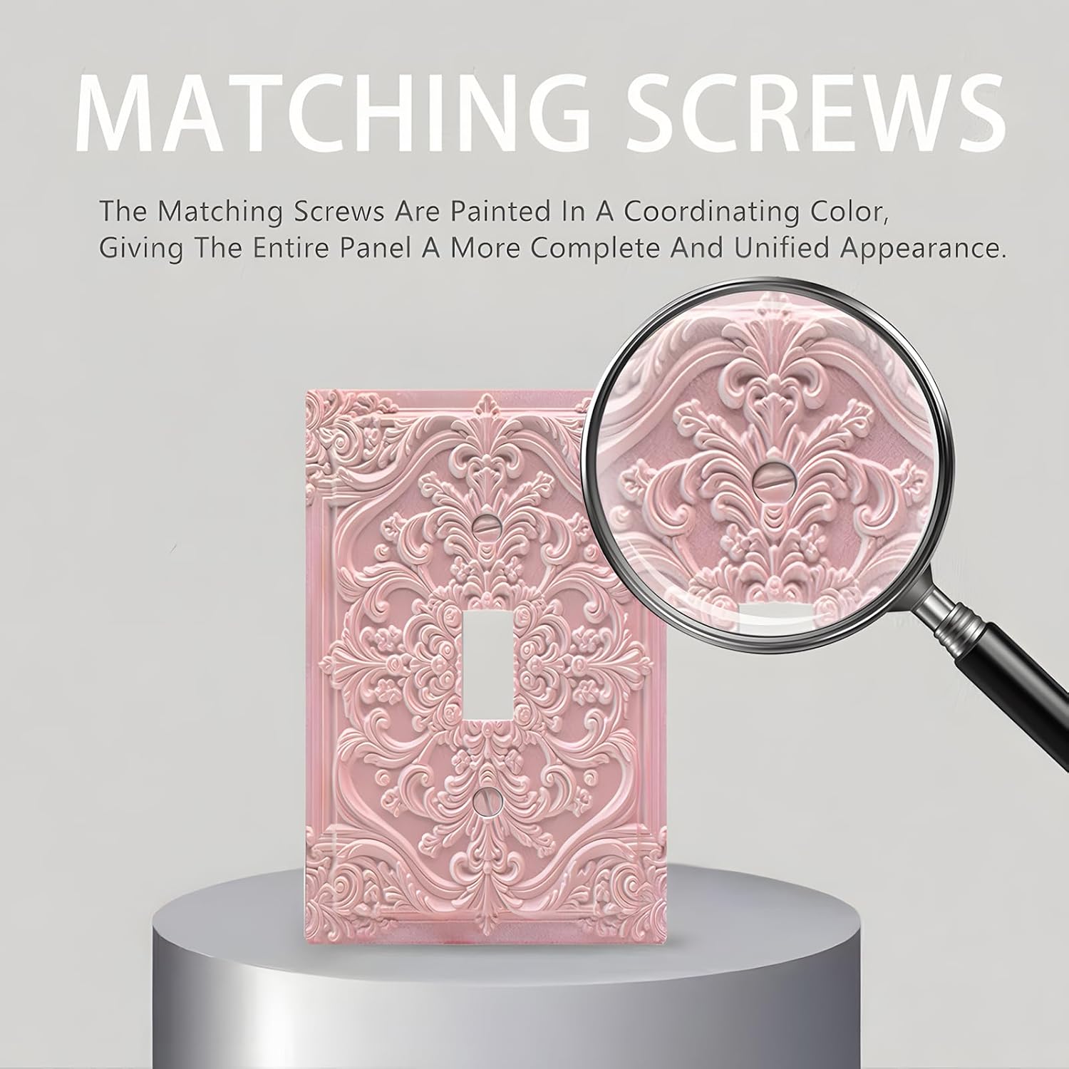 Decorative Light Switch Plate Covers Pink 3D Floral Embossed 1 Gang Light Switch Cover Plate Single Toggle Wall Plate Outlet Covers Faceplate for Bedroom Home Decor
