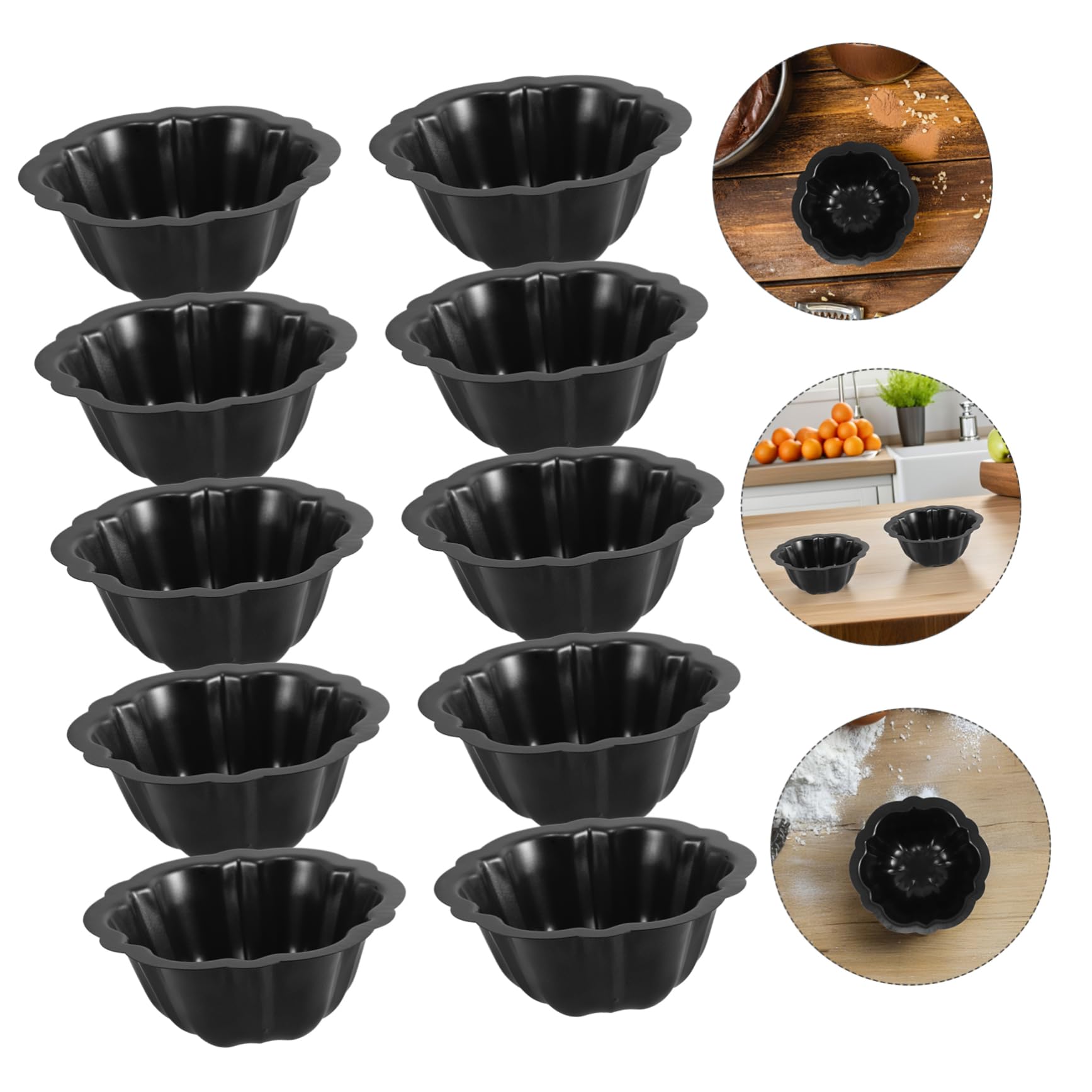 Molde para Hornear Mini Pasteles 10 Piezas de Acero al Carbono Negro | Formas de Dibujos Animados , Ligero y Fácil de Guardar , para Cumpleaños y Fiestas Antiadherente