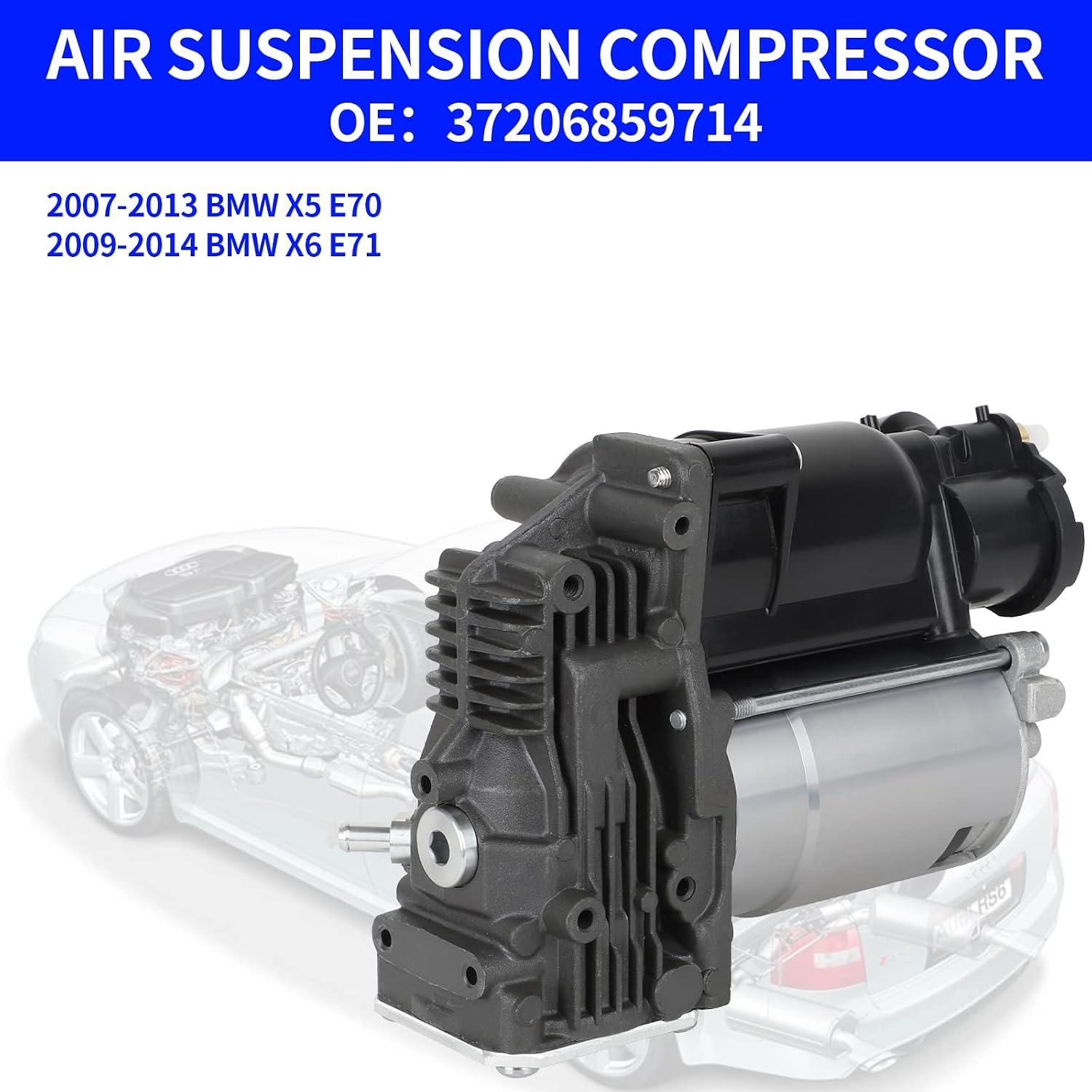 Air Suspension Compressor PumpReplacement for BMW X5 E70 X6 E71 E72 37206859714 37226785506 (E70, Compressor)