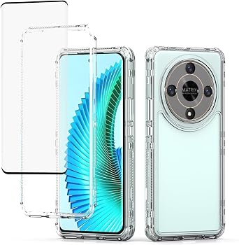 for Honor X9B, HonorMagic6 Lite ALI-NX1 Case with Tempered Glass Screen Protector, Crystal Clear Full Body 3 Layer Heavy Duty Protective Phone Cover for Honor X9b Clear