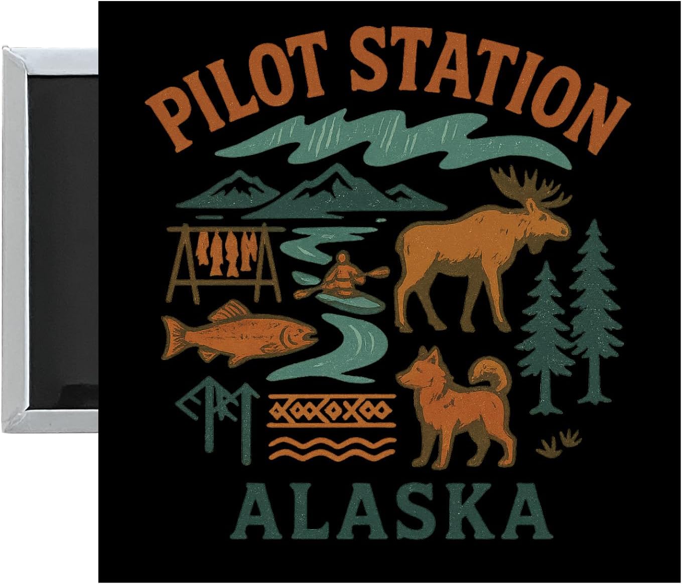 Pilot Station Alaska Keepsakes Souvenir 2.5 x 2.5-Inch Fridge Magnet (Single)