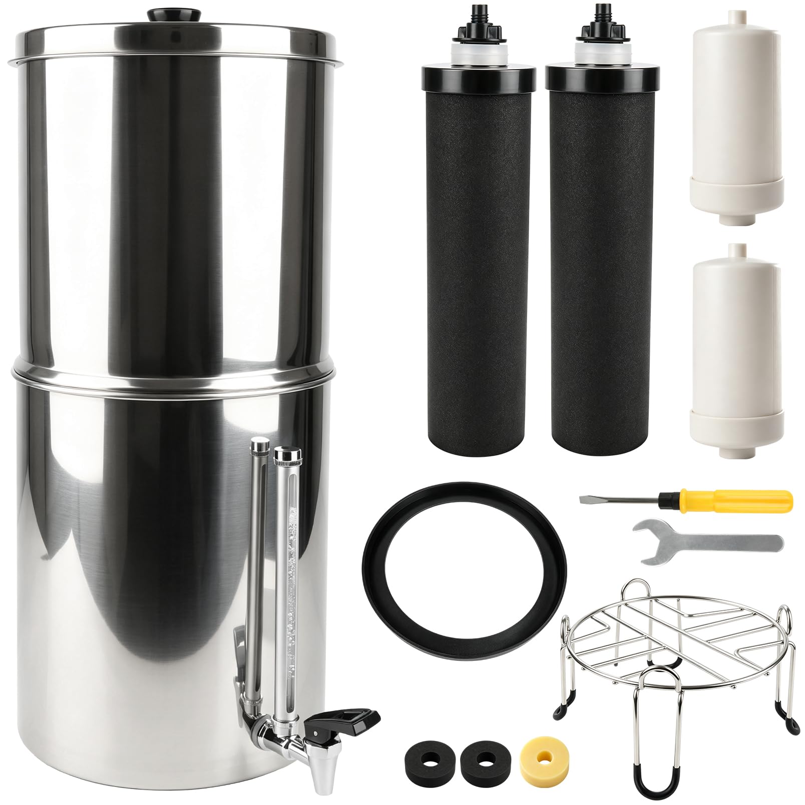 Gravity Water Filter System 11L Stainless Steel, 6-Stage Water Filtration