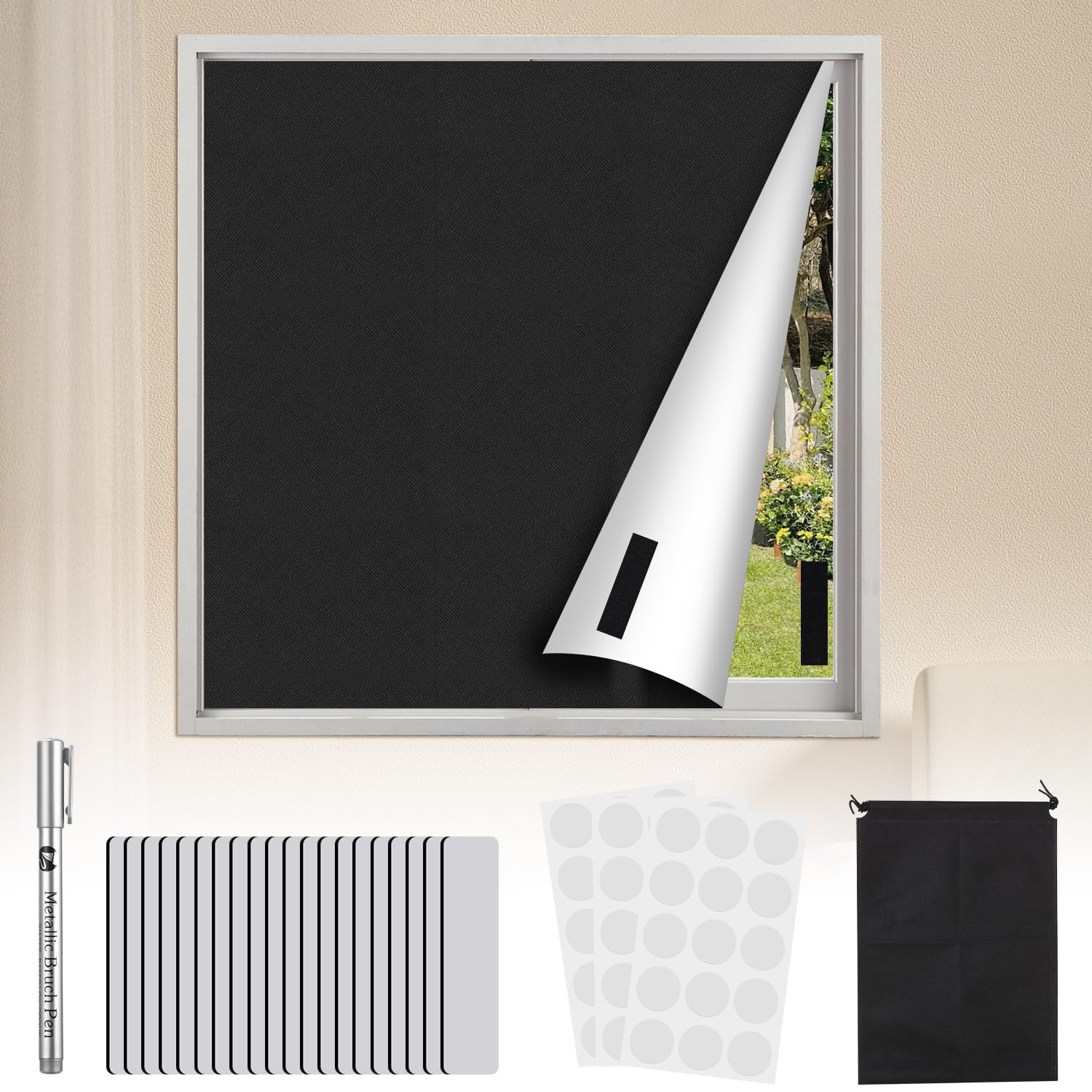 Tenda oscurante per interni, 300 x 145cm, 100% oscurante, tenda a rullo per interni, oscuranti finestre, tenda oscurante finestra, protezione solare, facile da installare, portatile per viaggio
