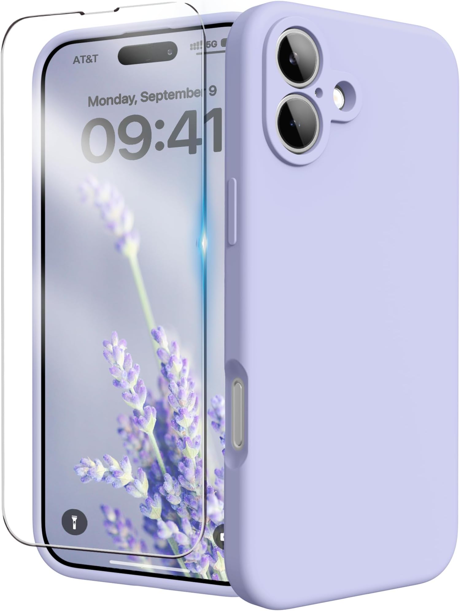 for iPhone 16 Case, Liquid Silicone Case with Camera Protection Soft Gel Rubber Cover with Microfiber Lining Shockproof Protective Phone Case for iPhone 16 6.1", Lilac