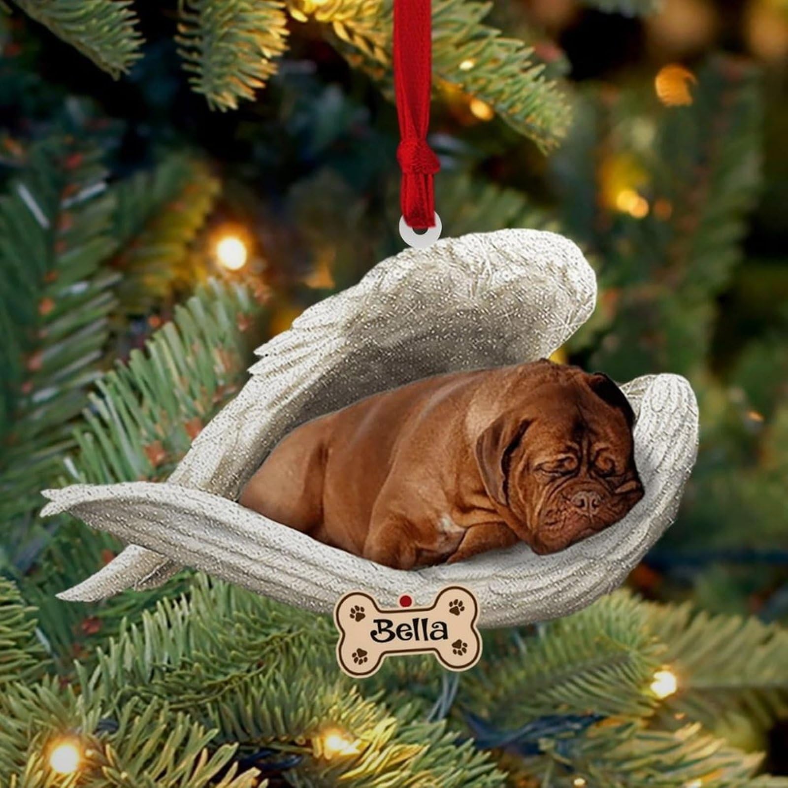 Luckluccy Dogue De Bordeaux Personalized Ornament, Custom Dog Ornament With Angel Wing, Christmas Doge, Dog 2025, Acrylic Dog Shape