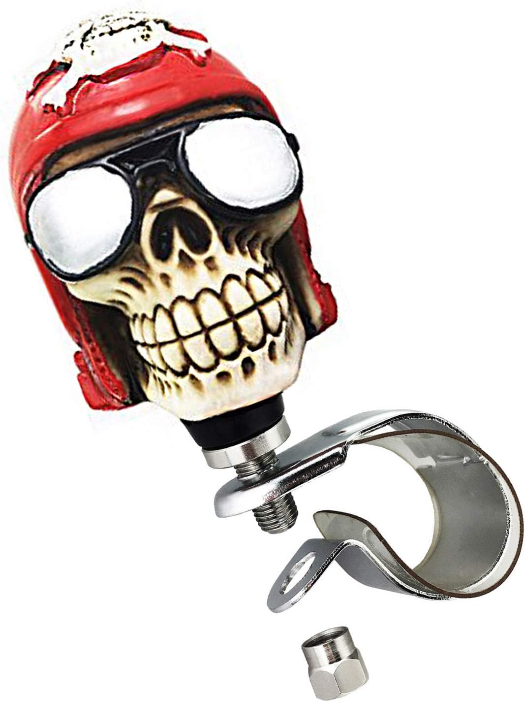 Arenbel Car Steering Wheel Spinner Red Cap Skull Head Bone Rotating Suicide Knob Spinners Mounted on Outside Rim of Steering Wheel