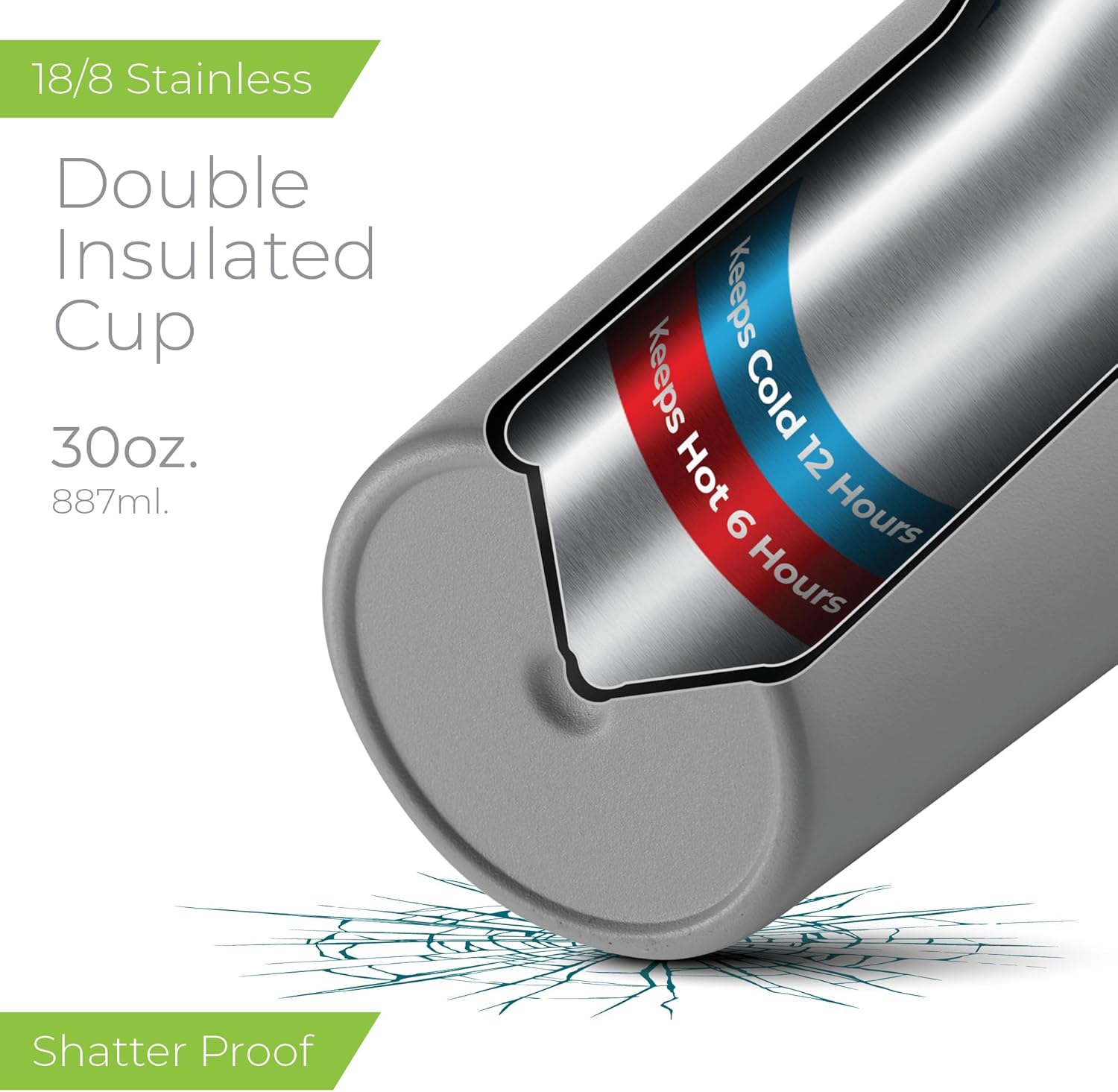 SIPX™ 30 oz Insulated Tumbler with Handle & Straw – Vacuum Insulated Stainless Steel, Leakproof, Cupholder Friendly – Perfect for Iced Coffee, Water & Travel – Grey
