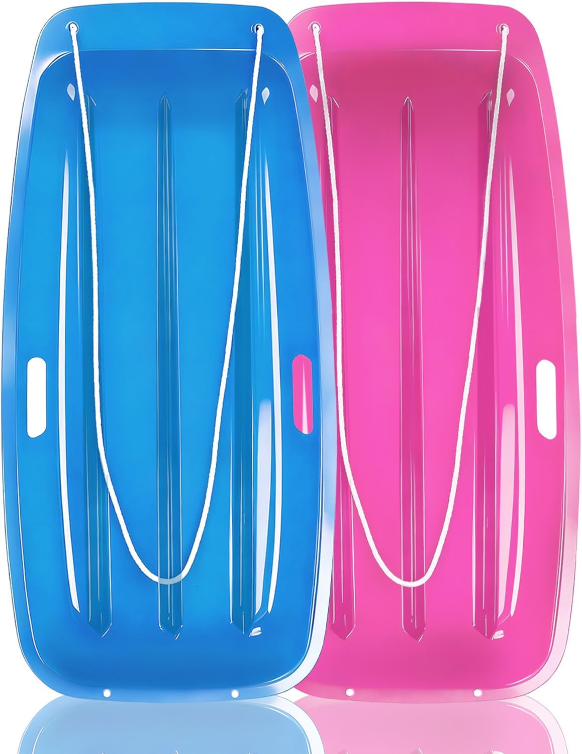 Sled, Snow Sled for Kids and Adults, Racer Downhill Sprinter Snow Sled 35" for 1-2 Riders with Pull Rope and 2 Handles, Utility Pull Sled Skiing, Ice Fishing, Deer Hunting, Firewood, Work Cargo, Gift