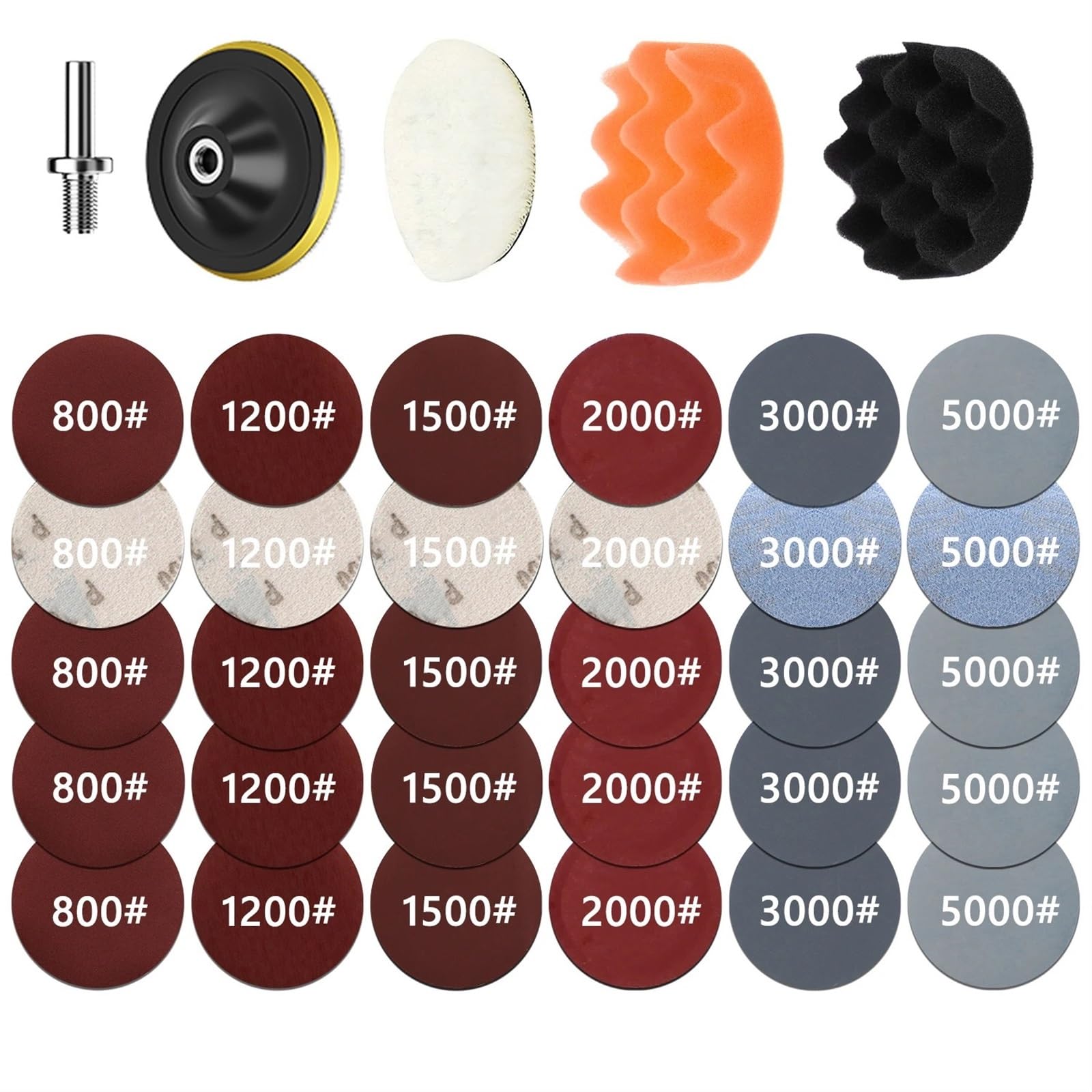 ZagYing Headlight Repair Restoration Kit Car Polishing Disc 3inch 75mm Auto Waxing Sponge Sanding Pad with Sandpaper for Car Detailing