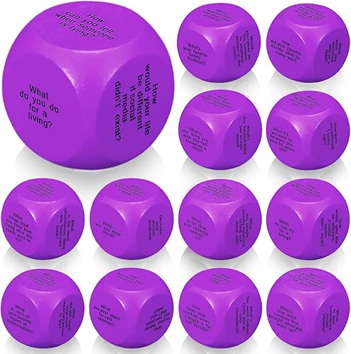 Hanaive Juego de 12 piezas de dados para romper el hielo para romper el hielo, juego de dados para adultos, trabajo en equipo, oficina (morado,