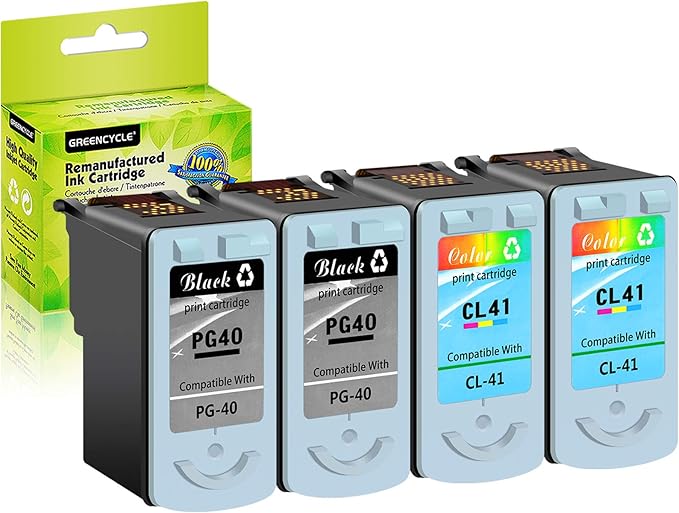 GREENCYCLE High Yield Remanufactured Black TriColor Ink Cartridge PG40 0615B002 CL41 0617B002