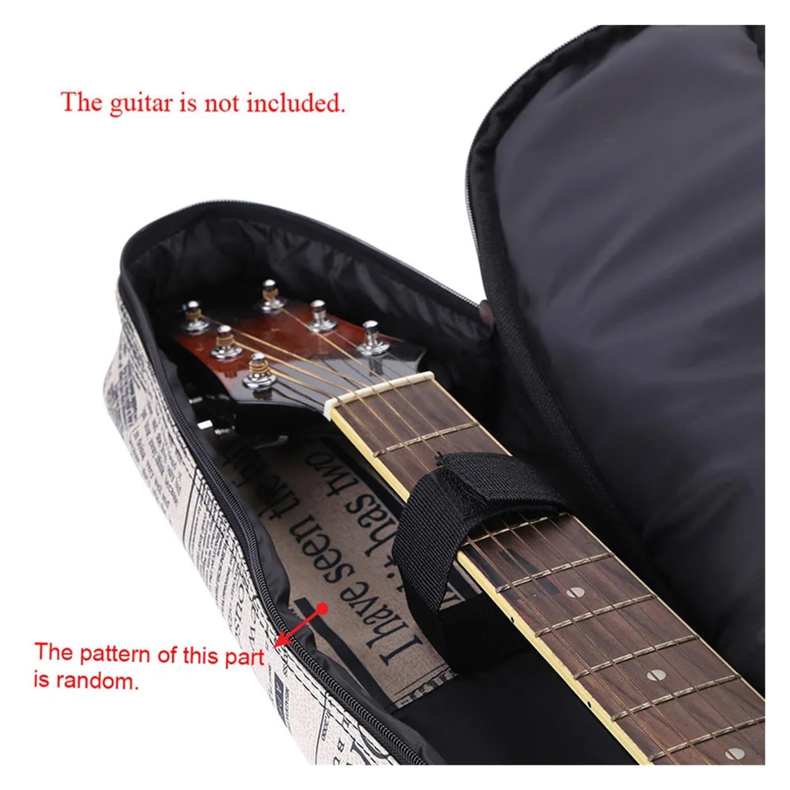 Funda para Guitarra Funda de Transporte for Guitarra acústica clásica Folk 40"/41" con Correas Acolchadas y Cosidas Estilo periódico, Tela Oxford 600D(For 40inch)