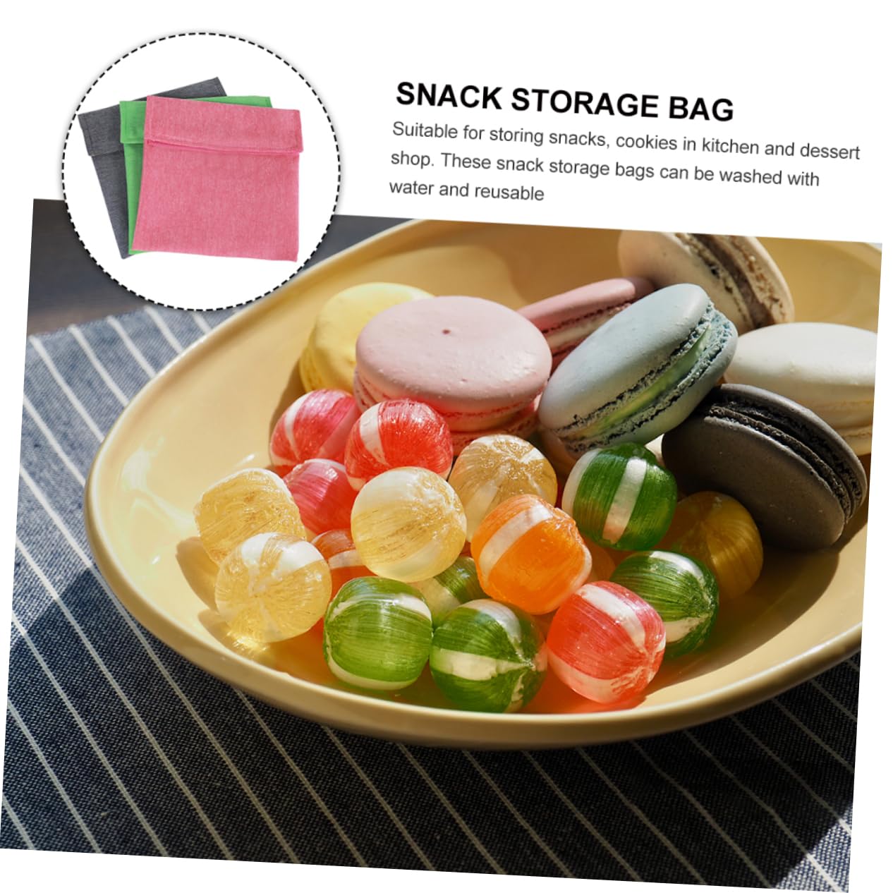 KOMBIUDA 2 Juegos 3 Piezas Bolsa De Refrigerio Fácil De Llevar Bolsa De Comida Bolsa Organizadora De Cosméticos Bolsa De Refrigerio De Tela Lavable Bolsa De Maquillaje Impermeable Bolsa De