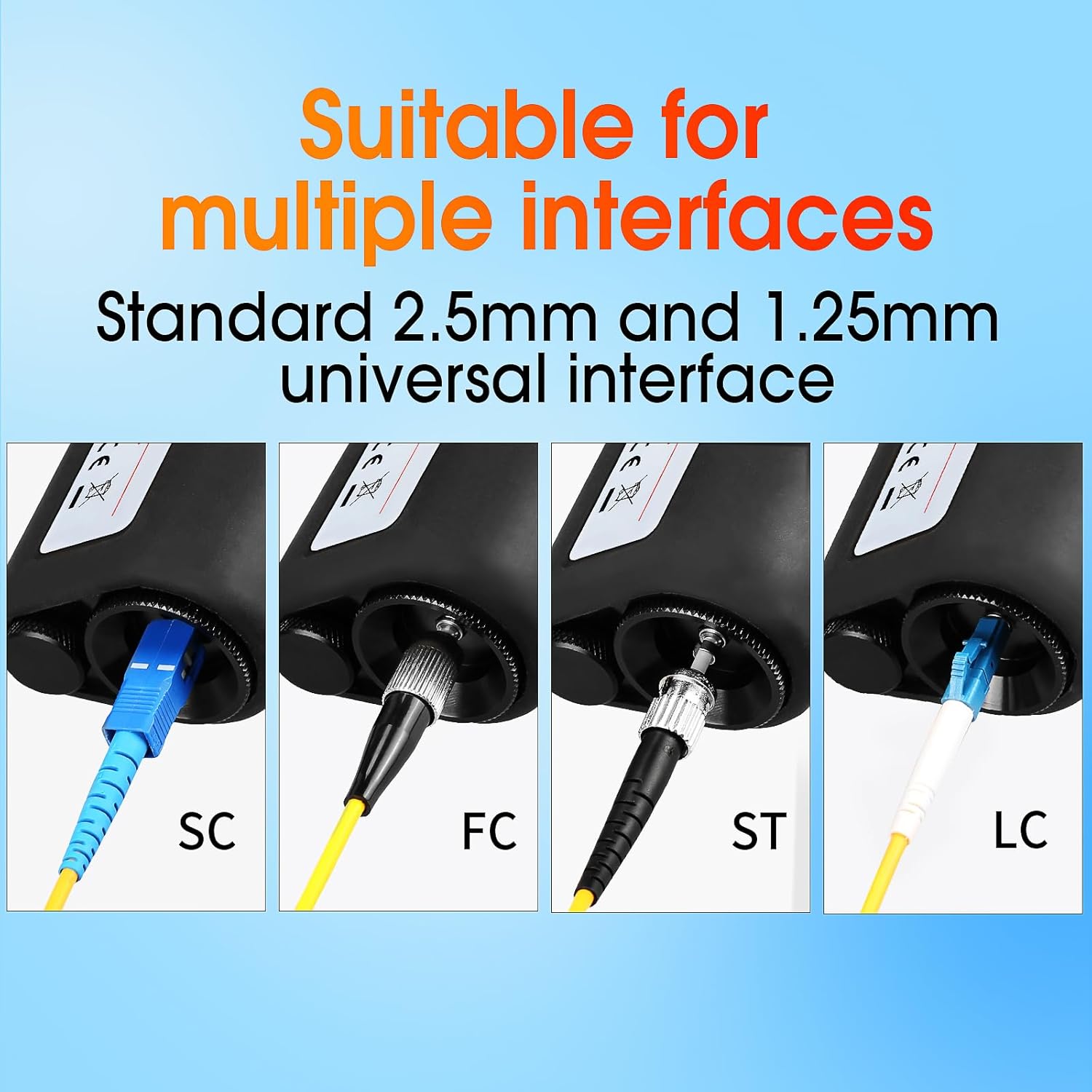 400X Fiber Optic Inspection Microscope Cable SC FC ST LC Interface End Face With 1.25mm 2.5mm Adapter and Cleaner Handheld LED Cleaning Detector