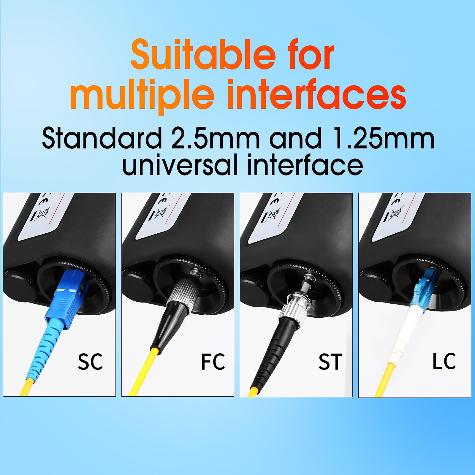 4er-Pack Glasfaser-Mikroskop, 400x, tragbares Faserreinigungsinspektionswerkzeug | Für 2,5 mm SC FC ST und 1,25 mm LC-Adapter, Glasfaser-Stecker-Lupe, LED-Licht-Koaxial-Beleuchtung, Faserbrücken-Endreinigung