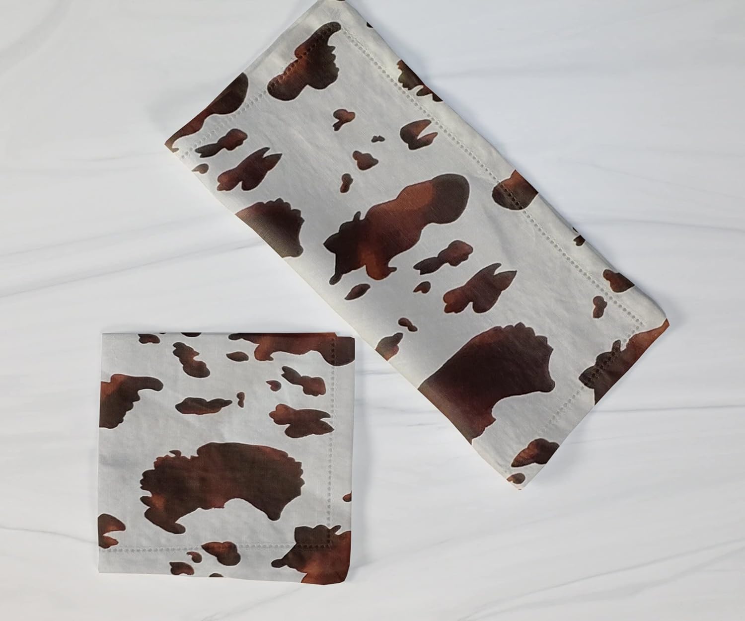 lovemyfabric Poly Cotton Cow Spots Print 18"X18" Dinner Napkins for Dinner, Buffet Tables (10, Brown)