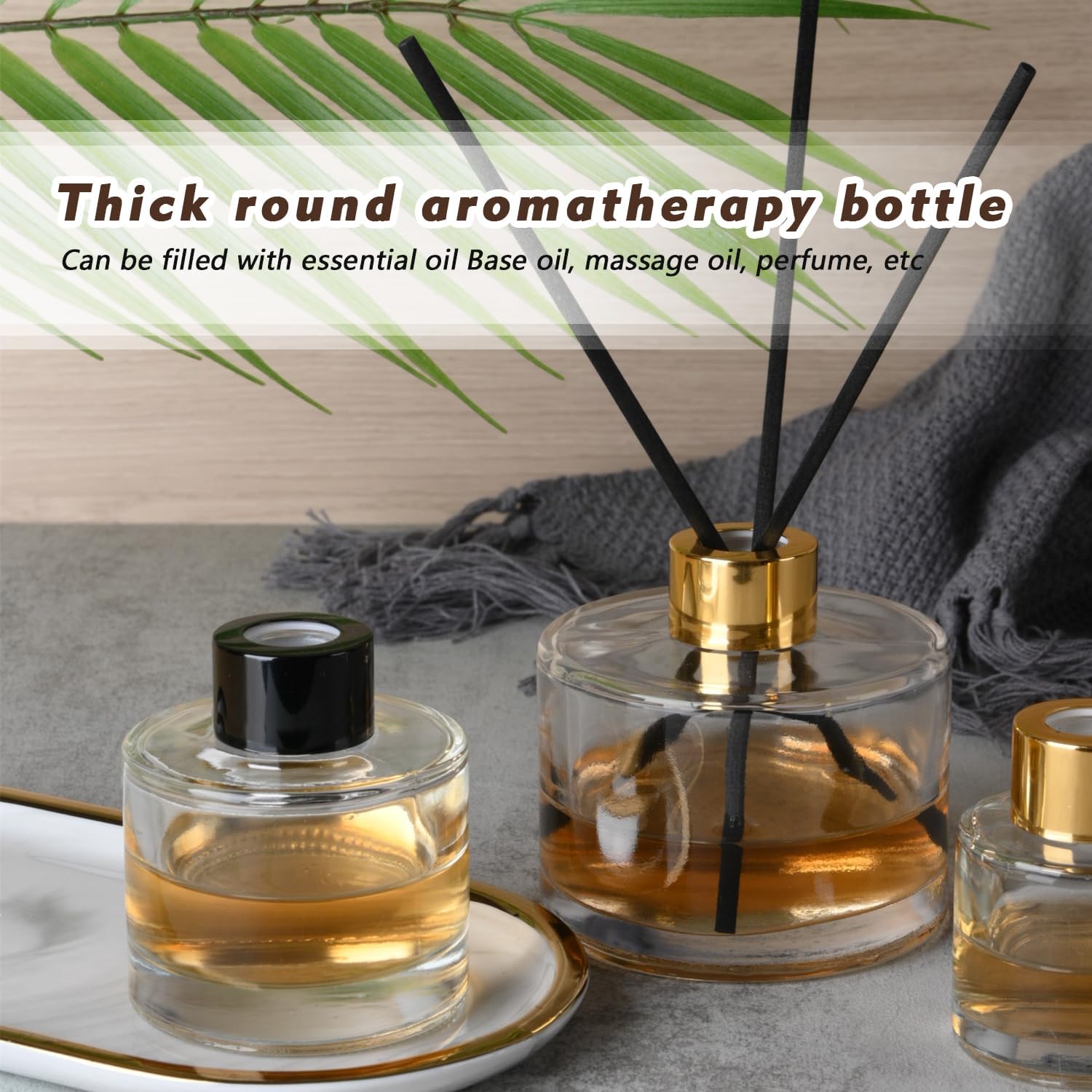 2Pcs 50ml/1.7oz Glass Diffuser Bottles Aroma Bottles Diffusers Vase Fragrance Accessories Use for DIY Replacement Diffuser Sets Craft Projects Wedding Party