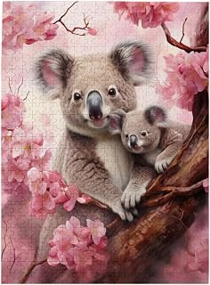1000 Piece Jigsaw Puzzle for Adults, Koala Baby with Eucalyptus Flowers Painting Art, Australian Wildlife Theme for Nursery Decor and Animal Lovers