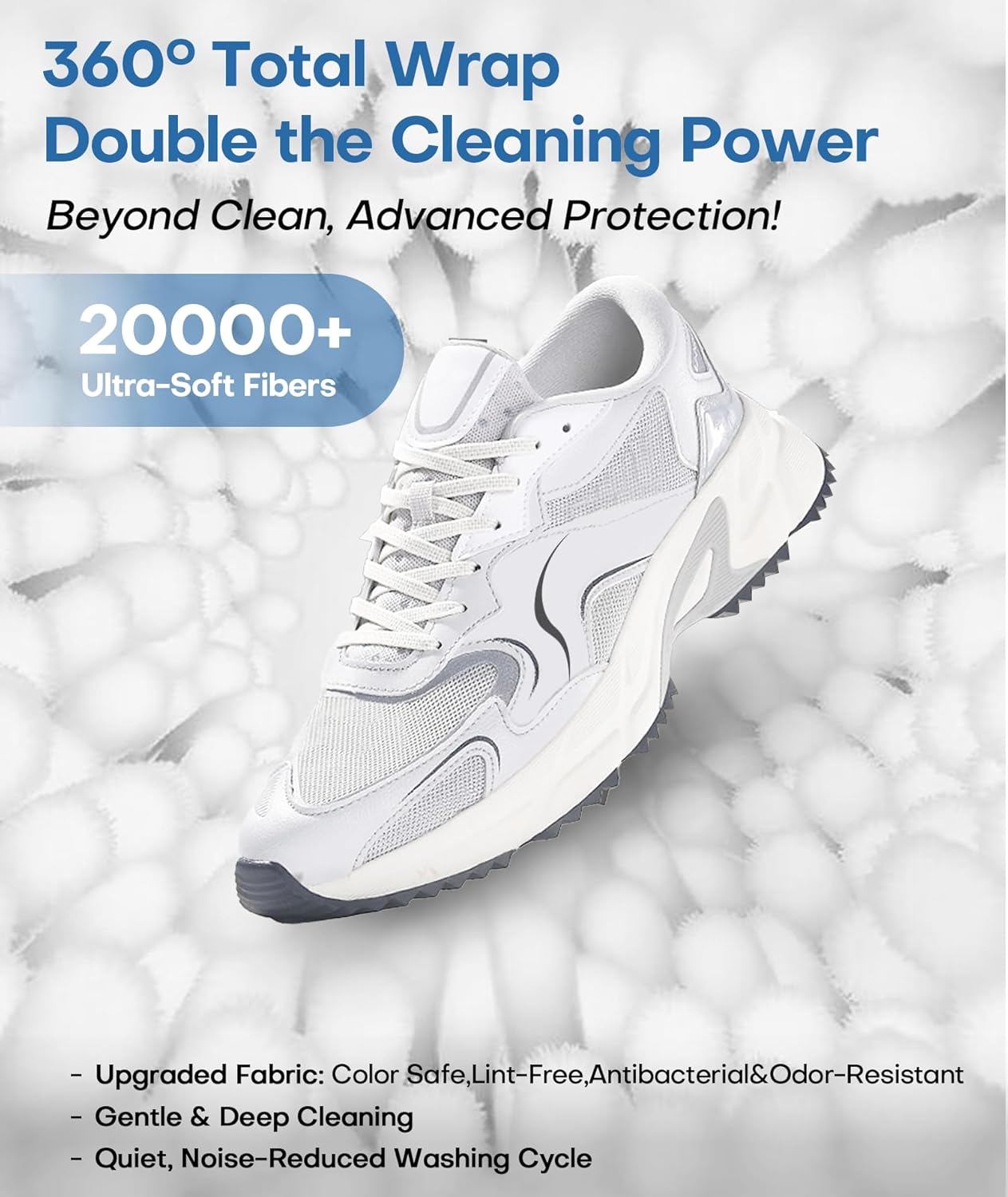 3-IN-1 Laundry & Shoe Washing Machine Bag Kit : Laundry Shoe Bag for Washer and Dryer,Reusable Shoe Cleaning Bag for Sneakers,Tennis,Self-locking Zipper & Microfiber,Include 3 Laundry Bag & 2 Shoe Bag - Image 2