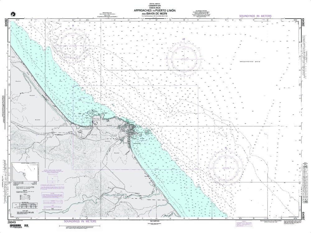 NGA Chart 28049: Approaches to Puerto Limon and Bahia De (Traditional Paper) 34 x 47.5