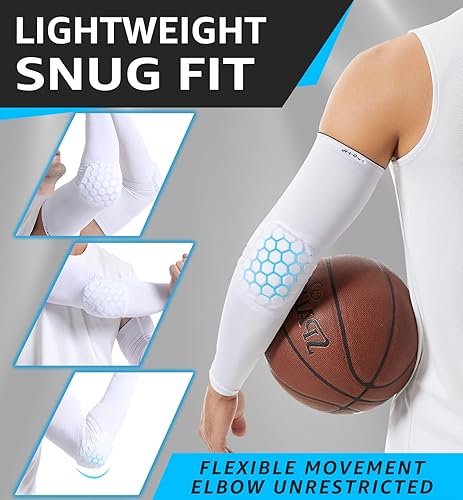 Miniatura 3 de HiRui Coderas para adolescentes, hombres y mujeres, coderas de baloncesto, mangas de compresión para brazos