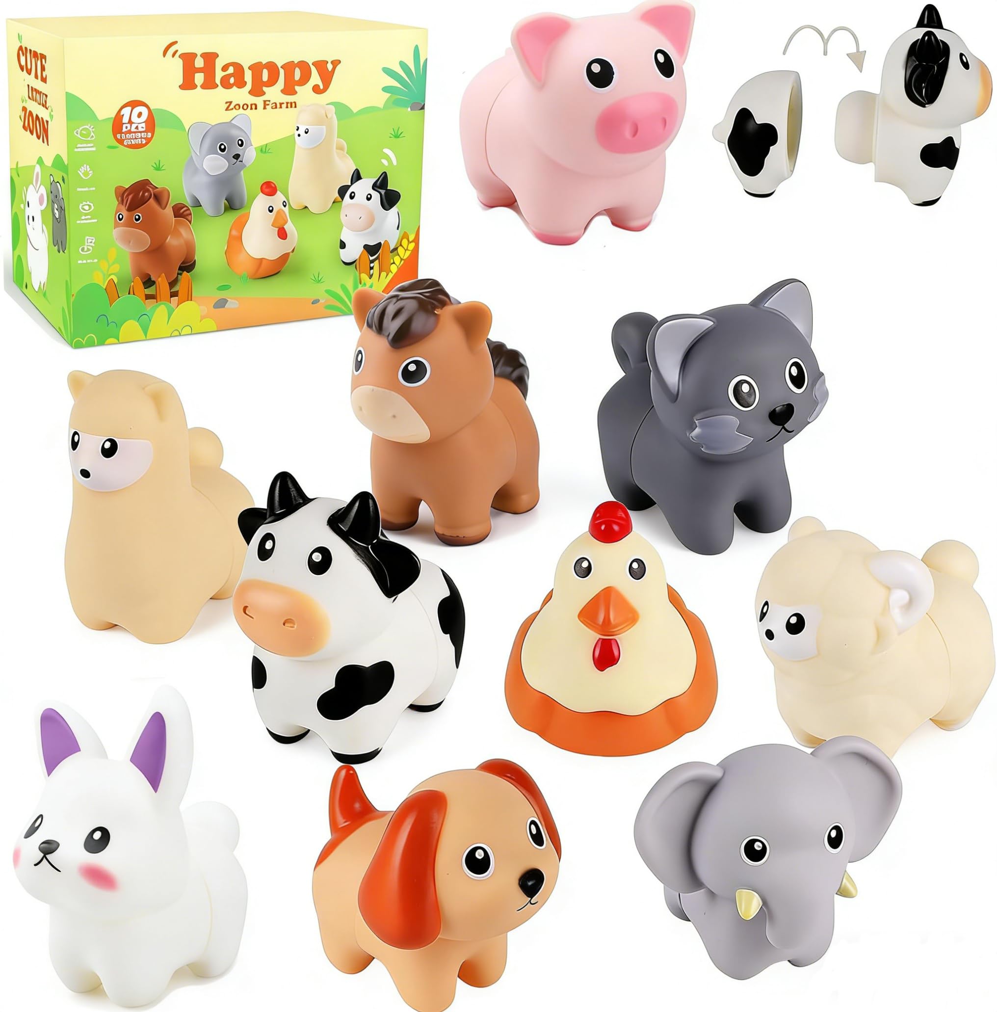 Jouets de Tri d'animaux de la Ferme, Montessori Jouet Enfant 1 2 3 Ans, Tri des Couleurs & Empilage Jouets d'apprentissage Assortis, Jeu Sensoriel Éducatif Bébé, Cadeau Enfant Fille Garçon