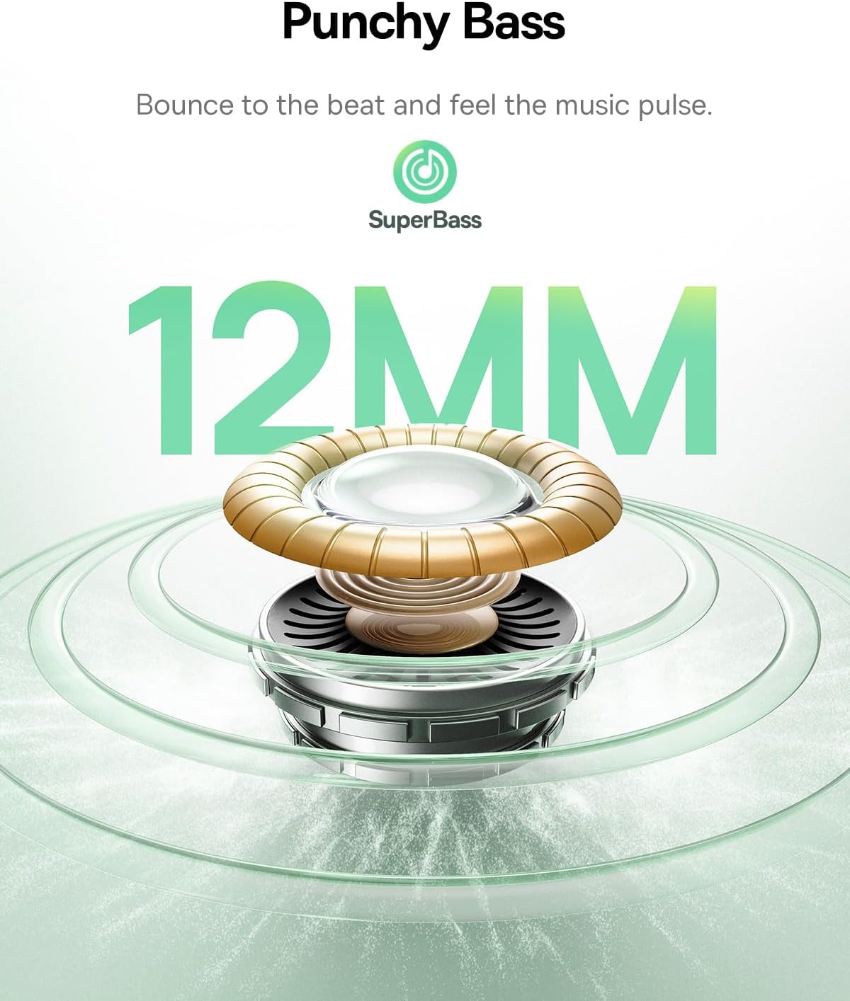 Close-up of a single Baseus Bass BP1 NC earbud, highlighting its ergonomic design.