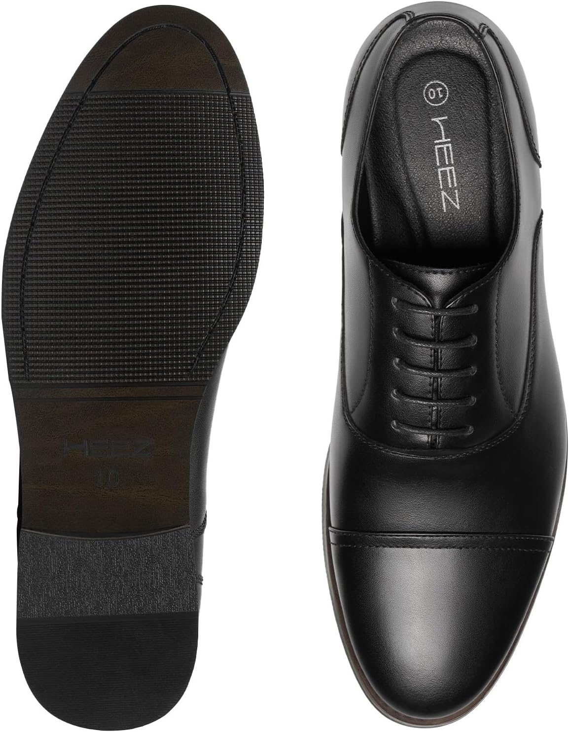 HEEZ Men's Dress Shoes, Cap Toe Oxford Shoes for Men Non Slip, Lace Up Fomal Shoes for Business Office Church