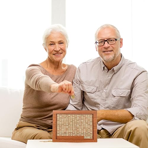 Miniatura 10 de Caja de dinero de madera para niños y adultos, caja de ahorro retro con contador para objetivos de ahorro, ahorro de dinero con cuenta regresiva y