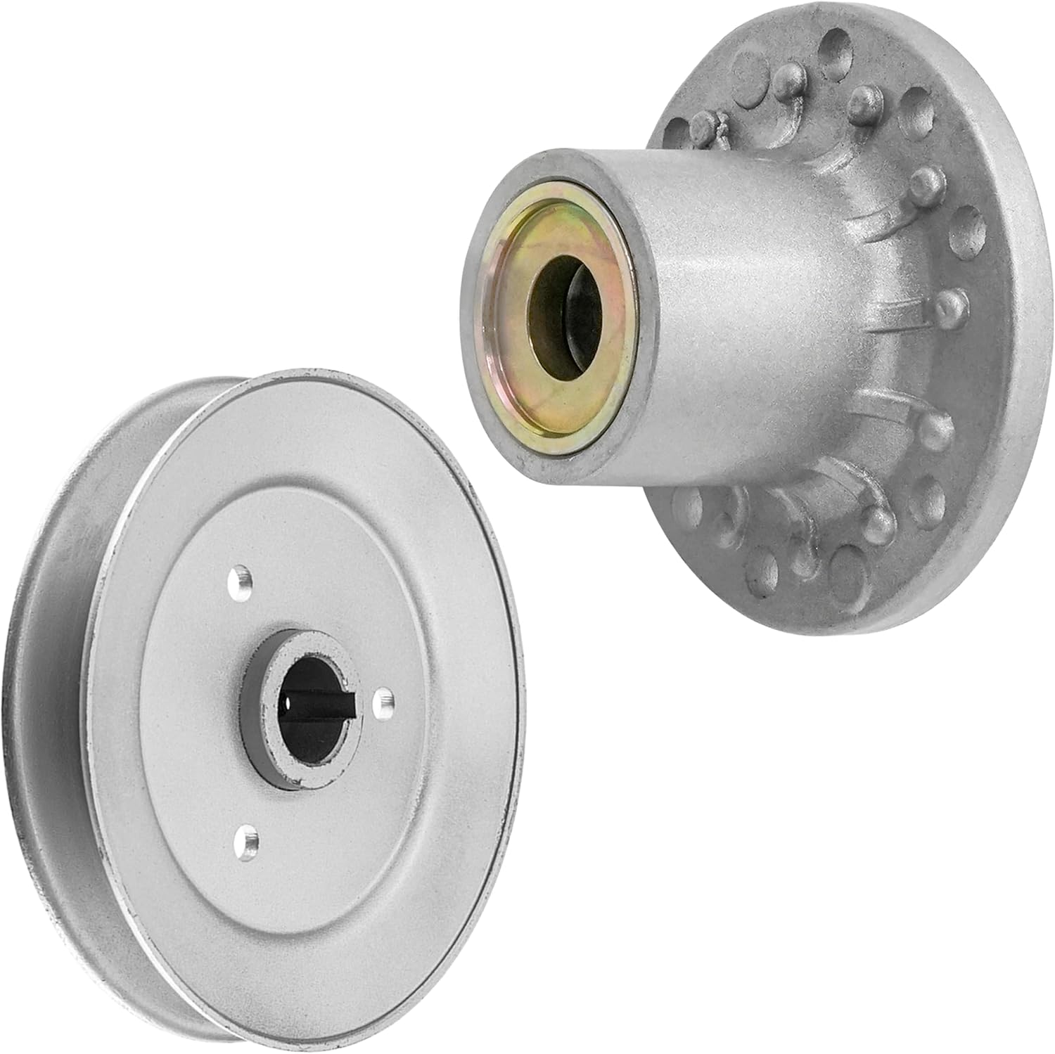 Caltric 32in 48in Deck Spindle and Pulley Compatible with Exmark Metro M15KA322 M16KA322 M3213 MGS481GKA322 M15KA483 M16KA483 VH481KA483 MGS481CK