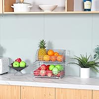 Vista 4 de 2-Tier Fruit Vegetable Basket Wall-mounted Wire Storage Baskets Detachable Stackable Countertop Bin Kitchen Organizer Pantry for Snack Canned Foods
