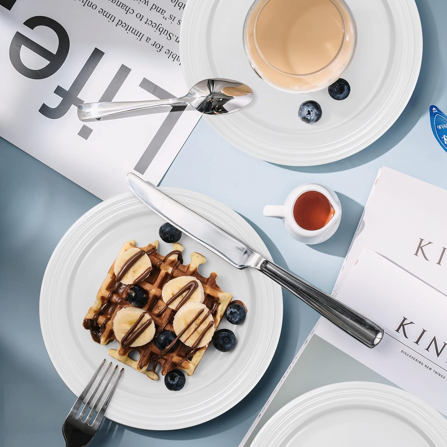  | HomeElves Salad Plates White Plates, Ceramic Plates Set of 6, Kitchen Plates Microwave Safe Plates, 8-3/4 Inch Dessert Plates Porcelain Plates: Salad Plates