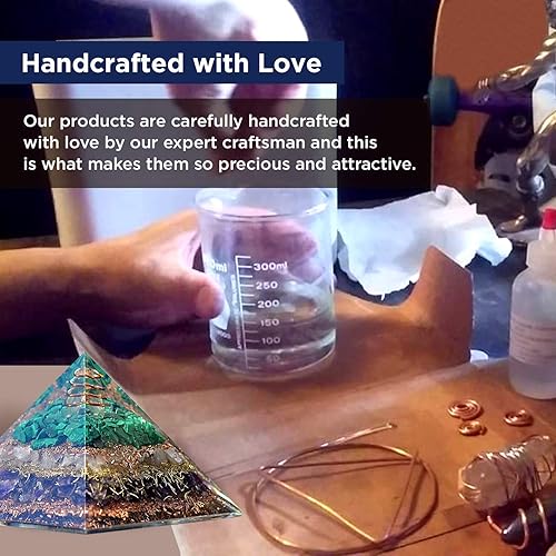 Miniatura 3 de Orgonite Crystal Orgone Pyramid with Rose Quartz, Amethyst, and Malachite – Decorative Gemstone Pyramid for Meditation, Yoga, Gifting, Home or Love