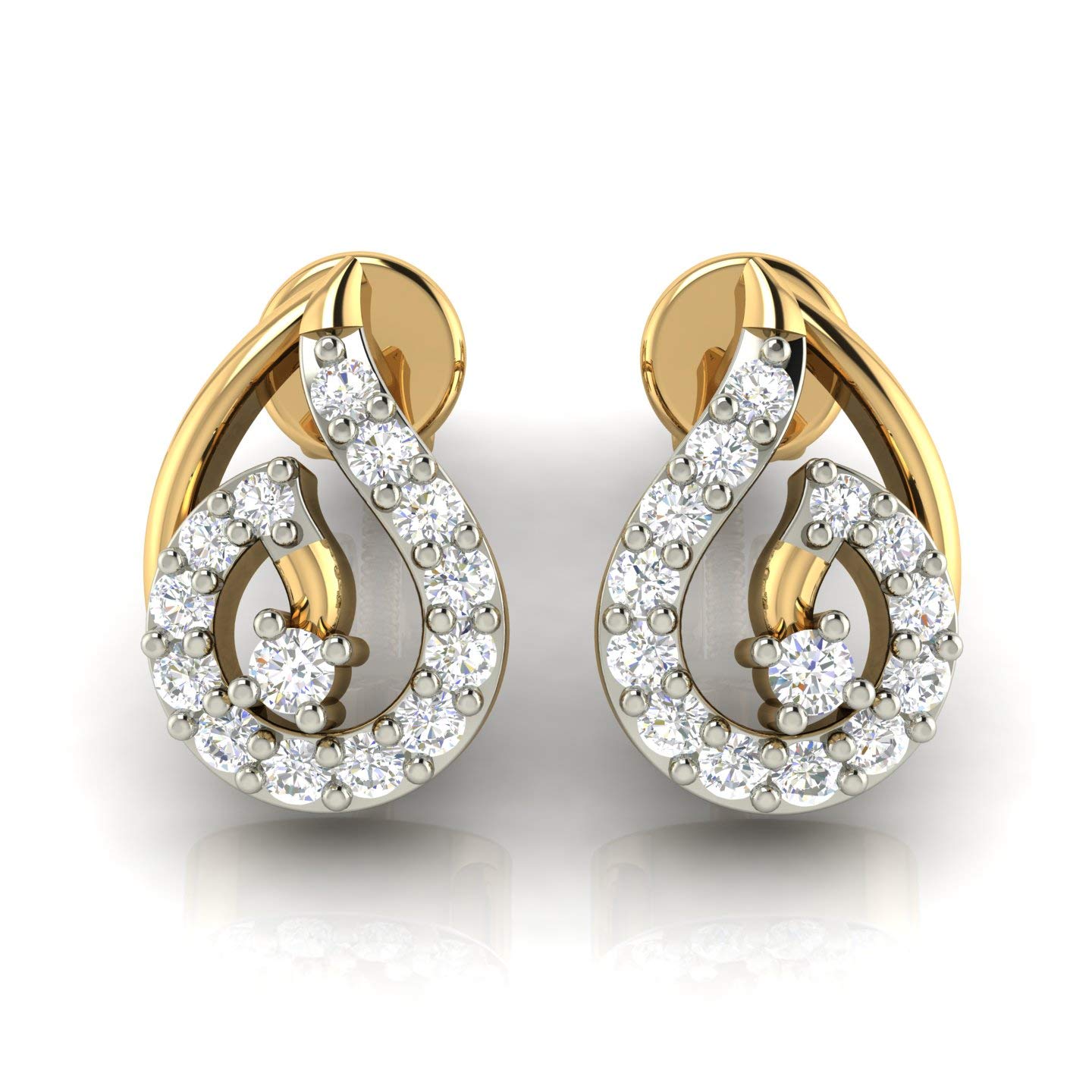 avsar 18k (750) Yellow Gold and Diamond Stud Earrings for Women-picture-35