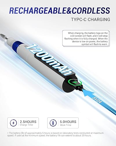 Miniatura 4 de AIRSEE Taladro de uñas eléctrico inalámbrico de 35000 rpm, kit de archivo E recargable profesional portátil Efiler para eliminación de gel de