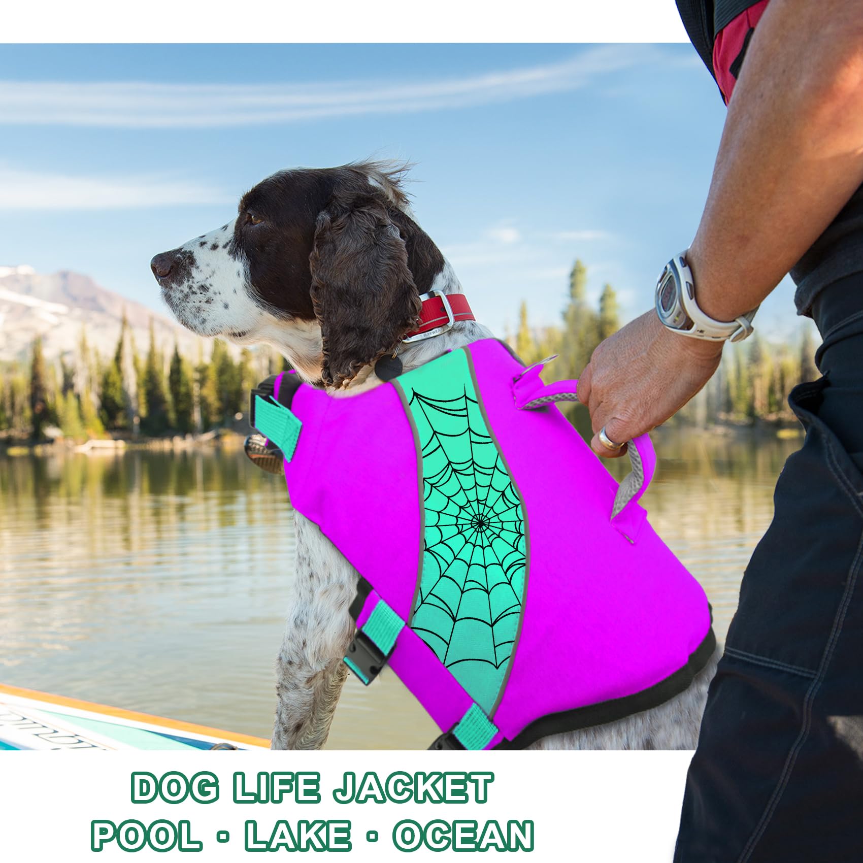 Fragralley Gilet de sauvetage pour chien avec flottabilité élevée, bandes réfléchissantes, poignée de sauvetage, réglage réglable, boucles à dégagement rapide, nylon résistant aux déchirures